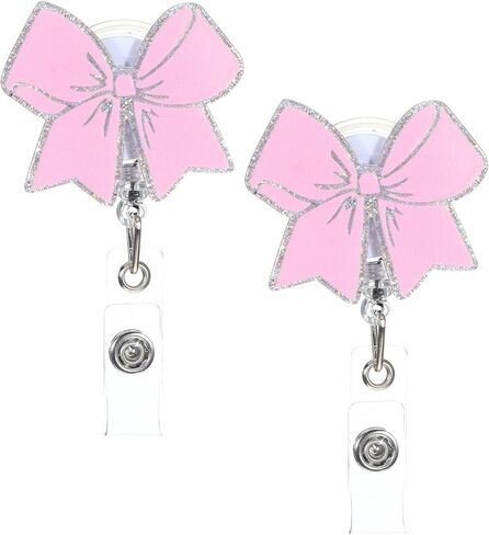 2pcs bow bowge reel ، حامل شارة أكريليك قابل للسحب مقطع مقطع شارات لطيفة لطيئة للممرضات الطبيب الطبيب العامل الطبي الطالب. in Kuwait