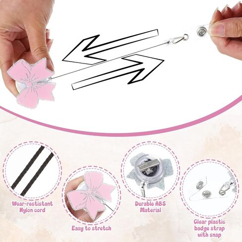 2pcs bow bowge reel ، حامل شارة أكريليك قابل للسحب مقطع مقطع شارات لطيفة لطيئة للممرضات الطبيب الطبيب العامل الطبي الطالب. in Kuwait