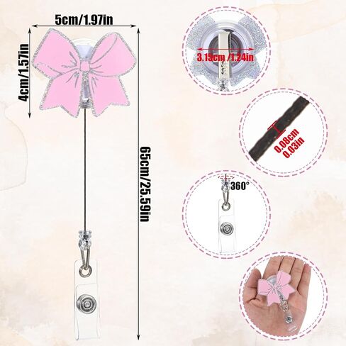 2pcs bow bowge reel ، حامل شارة أكريليك قابل للسحب مقطع مقطع شارات لطيفة لطيئة للممرضات الطبيب الطبيب العامل الطبي الطالب. in Kuwait