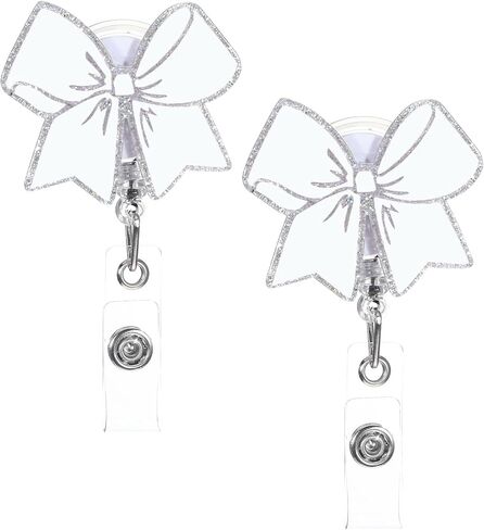 2pcs bow bowge reel ، حامل شارة أكريليك قابل للسحب مقطع مقطع شارات لطيفة لطيئة للممرضات الطبيب الطبيب العامل الطبي الطالب. in Kuwait