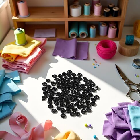 50pcs الأزرار الصغيرة السوداء لملابس دمية DIY ، وأزرار صغيرة صغيرة مستديرة ، وأزرار صغيرة ، وملابس Decorting Decord Supplies Supplies سهلة التثبيت صغير الحجم والضوء في الوزن ، والسحابات in Saudi Arabia
