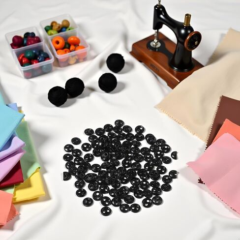 50pcs الأزرار الصغيرة السوداء لملابس دمية DIY ، وأزرار صغيرة صغيرة مستديرة ، وأزرار صغيرة ، وملابس Decorting Decord Supplies Supplies سهلة التثبيت صغير الحجم والضوء في الوزن ، والسحابات in Saudi Arabia