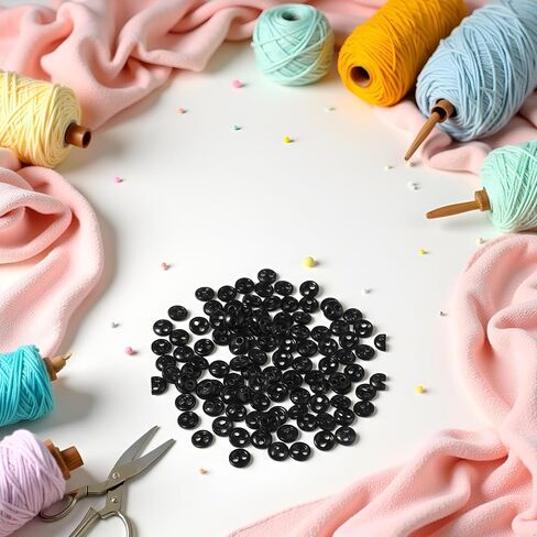 50pcs الأزرار الصغيرة السوداء لملابس دمية DIY ، وأزرار صغيرة صغيرة مستديرة ، وأزرار صغيرة ، وملابس Decorting Decord Supplies Supplies سهلة التثبيت صغير الحجم والضوء في الوزن ، والسحابات in Saudi Arabia