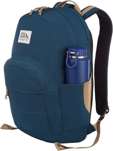 Eddie Bauer Backpack | EDC | Work | Travel | Commuter | Padded Laptop Sleeve | Bottle Pockets | Lightweight | Durable, Campus-Marine Blue, 26L in Saudi Arabia