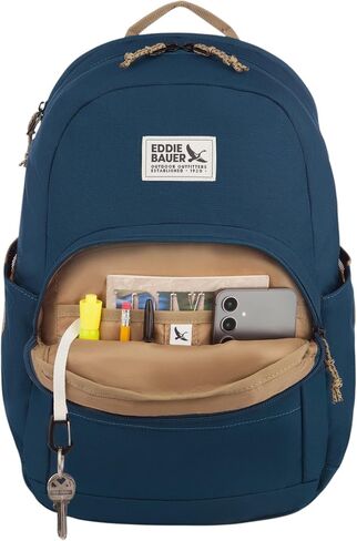 Eddie Bauer Backpack | EDC | Work | Travel | Commuter | Padded Laptop Sleeve | Bottle Pockets | Lightweight | Durable, Campus-Marine Blue, 26L in Saudi Arabia