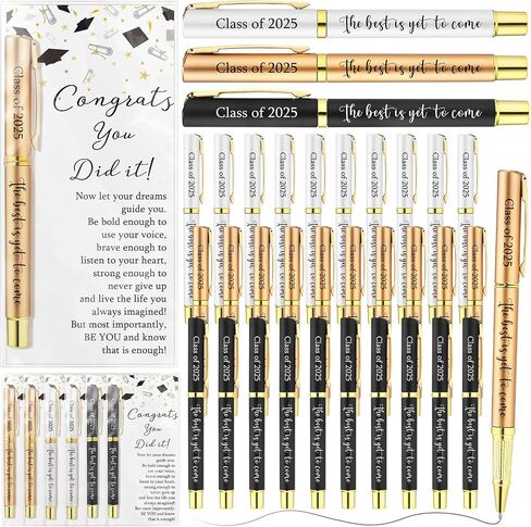 30 Set Bulk Back to School Student Gifts from Teachers Bulk Graduation Party Favors Graduation Pens Class of 2025 the Best Is Yet to Come with Congrats Bookmarks(Champagne Gold, Black, White) in Saudi Arabia
