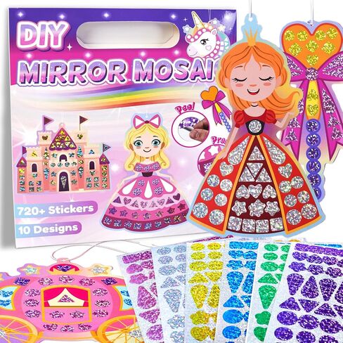 EDSPORTSHOUSE Mosaic Foil Stickers Craft Kits for Kids - Unicorns & Princesses,DIY Party Favors Craft Activity,Travel Toys,Birthday Gifts for Girls Ages 3,4,5,6,7,8 in Saudi Arabia