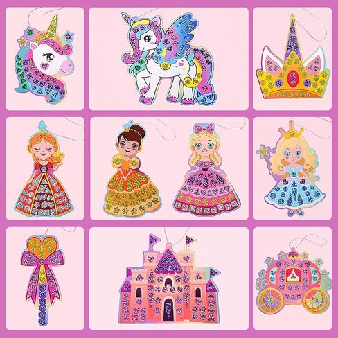EDSPORTSHOUSE Mosaic Foil Stickers Craft Kits for Kids - Unicorns & Princesses,DIY Party Favors Craft Activity,Travel Toys,Birthday Gifts for Girls Ages 3,4,5,6,7,8 in Saudi Arabia