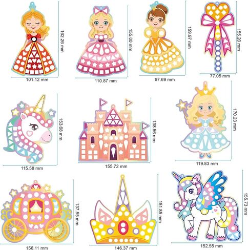 EDSPORTSHOUSE Mosaic Foil Stickers Craft Kits for Kids - Unicorns & Princesses,DIY Party Favors Craft Activity,Travel Toys,Birthday Gifts for Girls Ages 3,4,5,6,7,8 in Saudi Arabia