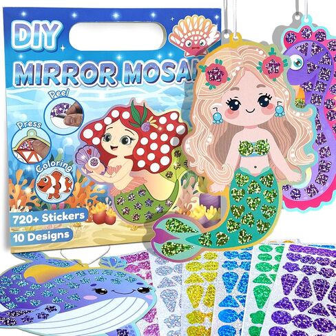 EDSPORTSHOUSE Mosaic Foil Stickers Craft Kits for Kids - Unicorns & Princesses,DIY Party Favors Craft Activity,Travel Toys,Birthday Gifts for Girls Ages 3,4,5,6,7,8 in Saudi Arabia