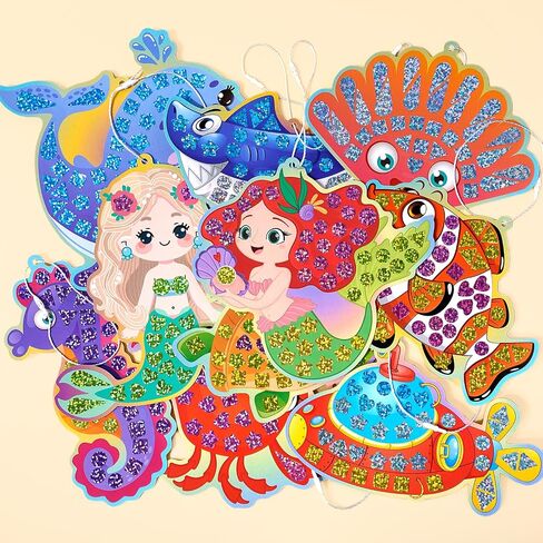 EDSPORTSHOUSE Mosaic Foil Stickers Craft Kits for Kids - Unicorns & Princesses,DIY Party Favors Craft Activity,Travel Toys,Birthday Gifts for Girls Ages 3,4,5,6,7,8 in Saudi Arabia