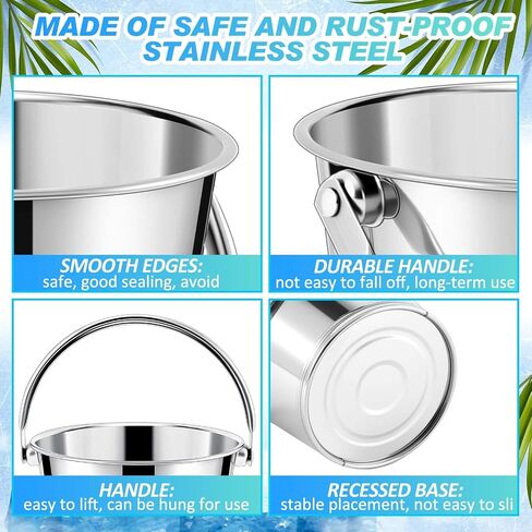 Hicarer 10 Pcs Dog Stainless Steel Bucket Heavy Duty Water Bucket for Dogs Metal Bucket with Handle Small Metal Pail for Pet Cat Puppy Food and Water Storage Milking Goats Small Animals (1.5 Quart) in Saudi Arabia