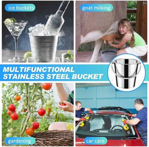 Hicarer 10 Pcs Dog Stainless Steel Bucket Heavy Duty Water Bucket for Dogs Metal Bucket with Handle Small Metal Pail for Pet Cat Puppy Food and Water Storage Milking Goats Small Animals (1.5 Quart) in Saudi Arabia