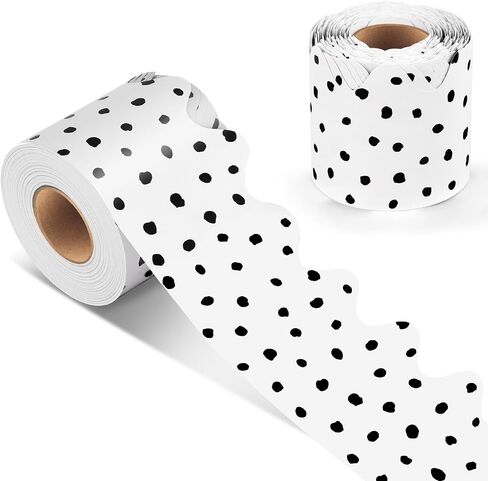 Bulletin Board Borders, 65 FT Polka Dot Scalloped Bulletin Board Borders, Classroom Borders for Bulletin Board Trim Decoration for Back to School, Classroom & Offices in Kuwait
