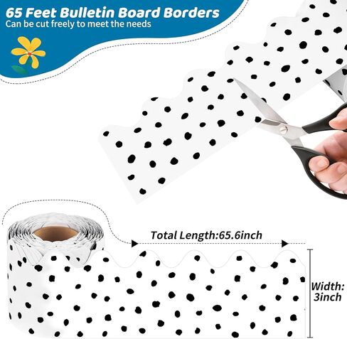 Bulletin Board Borders, 65 FT Polka Dot Scalloped Bulletin Board Borders, Classroom Borders for Bulletin Board Trim Decoration for Back to School, Classroom & Offices in Kuwait