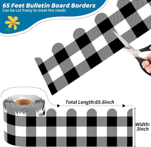 Bulletin Board Borders, 65 FT Polka Dot Scalloped Bulletin Board Borders, Classroom Borders for Bulletin Board Trim Decoration for Back to School, Classroom & Offices in Kuwait
