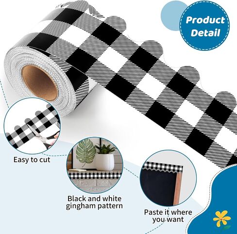 Bulletin Board Borders, 65 FT Polka Dot Scalloped Bulletin Board Borders, Classroom Borders for Bulletin Board Trim Decoration for Back to School, Classroom & Offices in Kuwait