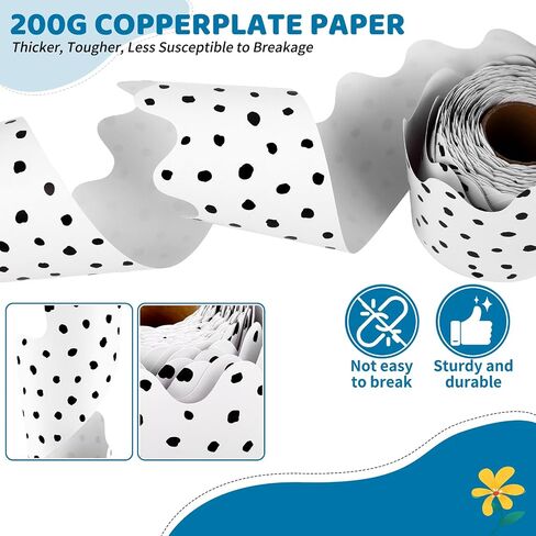 Bulletin Board Borders, 65 FT Polka Dot Scalloped Bulletin Board Borders, Classroom Borders for Bulletin Board Trim Decoration for Back to School, Classroom & Offices in Kuwait