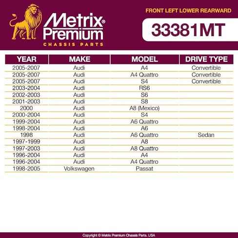 Made in Europe - Metrix Premium Front Left Lower Control Arm and Ball Joint Assembly RK622232 Fits 2011-2016 Hyundai Elantra in Saudi Arabia
