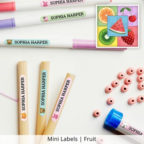 Oliver's Labels Rainbow Palette Theme Mini Labels, 100 Durable Personalized Name Labels & Tags for School Supplies, Camp Gear, Water Bottles, and Food Containers in Kuwait