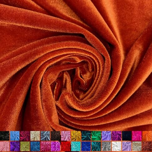 Premium Stretch Burnt Orange Velvet Fabric by The Yard – Wrinkle Resistant Soft & Thick Velvet Upholstery Fabric for Clothing and Crafts - Polyester Spandex Blended 58-60" Wide in Saudi Arabia