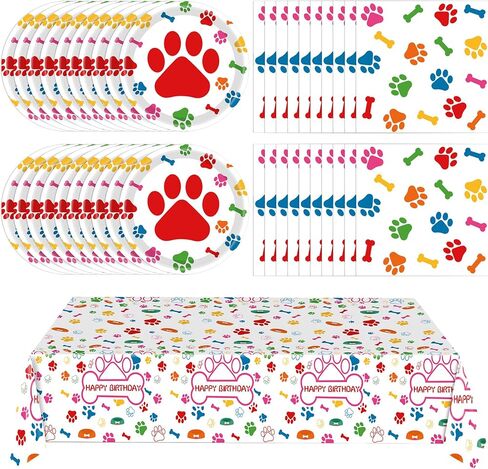 يقدم لوازم حفلة عيد ميلاد الكلب 20 ، وزينة عيد ميلاد جرو ، و 41 PCS PAWS Party Tableware تشمل 20 لوحة 20 مناديلًا و 1 Tableloth للأطفال الكلب. in Kuwait