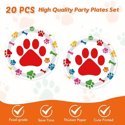 يقدم لوازم حفلة عيد ميلاد الكلب 20 ، وزينة عيد ميلاد جرو ، و 41 PCS PAWS Party Tableware تشمل 20 لوحة 20 مناديلًا و 1 Tableloth للأطفال الكلب. in Kuwait