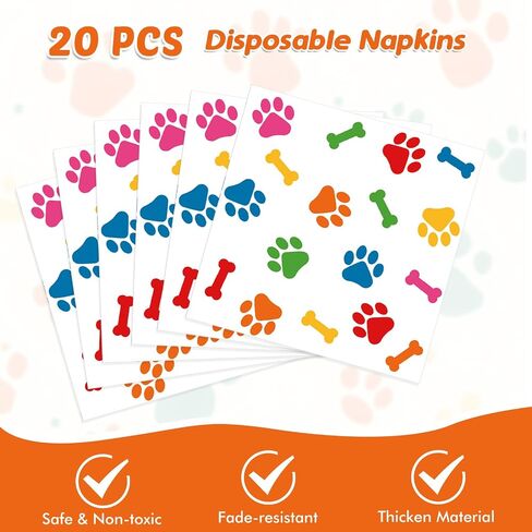 يقدم لوازم حفلة عيد ميلاد الكلب 20 ، وزينة عيد ميلاد جرو ، و 41 PCS PAWS Party Tableware تشمل 20 لوحة 20 مناديلًا و 1 Tableloth للأطفال الكلب. in Kuwait