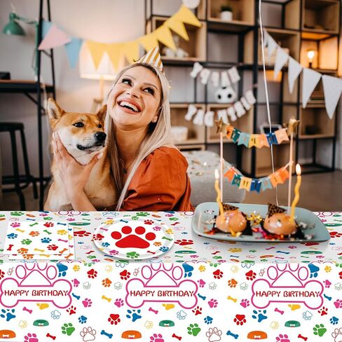 يقدم لوازم حفلة عيد ميلاد الكلب 20 ، وزينة عيد ميلاد جرو ، و 41 PCS PAWS Party Tableware تشمل 20 لوحة 20 مناديلًا و 1 Tableloth للأطفال الكلب. in Kuwait