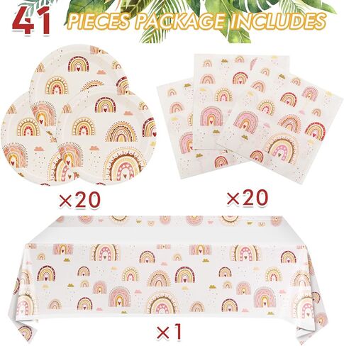 Dog Birthday Party Supplies Serves 20, Puppy Birthday Decorations, 41 Pcs Paws Party Tableware Includes 20 Plates 20 Napkins and 1 Tablecloth for Doggy Kids Dog Themed Decorations in Kuwait