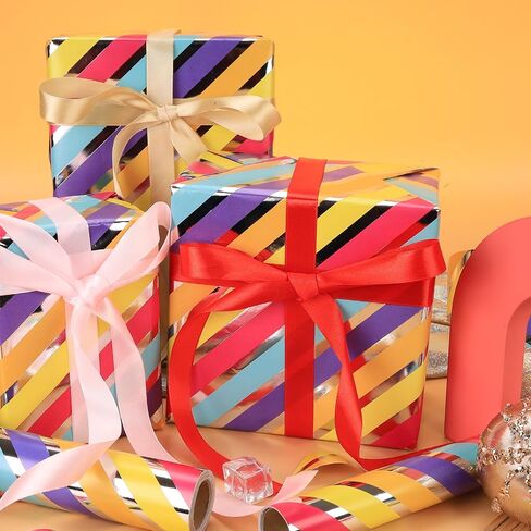 Rayofsun Foil Hearts لف لفائف الورق ، شظية Red Heart Design Print Mini Roll ، 17 INX10 FT لكل لفة لفائف هدايا فاخرة ليوم الذكرى ، حفل زفاف ، دش الزفاف ، عيد ميلاد ، عطلة ، عيد الميلاد in Kuwait