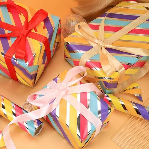 Rayofsun Foil Hearts لف لفائف الورق ، شظية Red Heart Design Print Mini Roll ، 17 INX10 FT لكل لفة لفائف هدايا فاخرة ليوم الذكرى ، حفل زفاف ، دش الزفاف ، عيد ميلاد ، عطلة ، عيد الميلاد in Kuwait