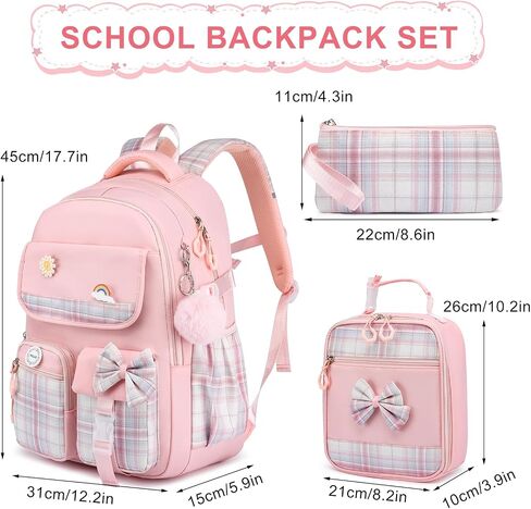 حقيبة الظهر Momuvo School Propack للفتيات ، حقيبة الكتب 3pcs مع مجموعة حقيبة School Case Case Case للأطفال in Saudi Arabia