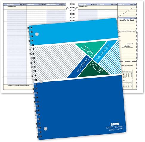 Elan Publishing Company Student Academic Organizer - 8.5" x 11" Weekly View; Dated for 2025-2026 Academic Year (Blue) in Saudi Arabia
