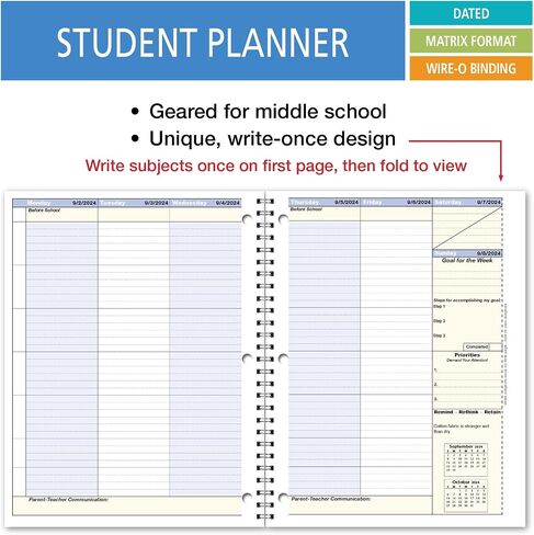 Elan Publishing Company Student Academic Organizer - 8.5" x 11" Weekly View; Dated for 2025-2026 Academic Year (Blue) in Saudi Arabia