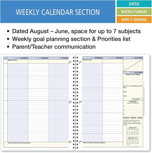 Elan Publishing Company Student Academic Organizer - 8.5" x 11" Weekly View; Dated for 2025-2026 Academic Year (Blue) in Saudi Arabia