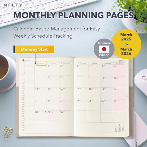 NOLTY Ecri B6 Memo Weekly Planner 2025, April Start, Japanese Edition, Navy in Saudi Arabia