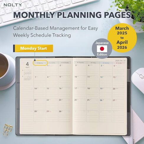 NOLTY Ecri B6 Memo Weekly Planner 2025, April Start, Japanese Edition, Navy in Saudi Arabia