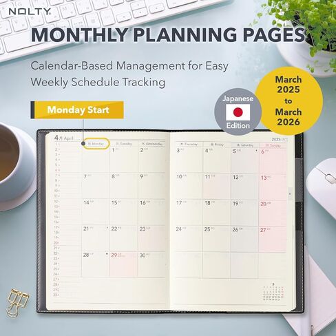 NOLTY Ecri B6 Memo Weekly Planner 2025, April Start, Japanese Edition, Navy in Saudi Arabia