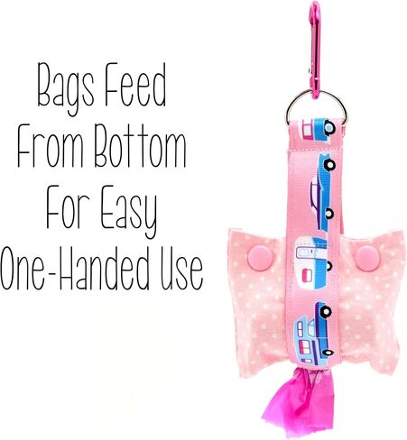 RV Camping Dog Poop Bag Dispenser - Fashion Tote Waste Bag Holder - Bottom Dispensing For One-Handed Use - Clips on Leash - Forest Green - Handmade by Green Acorn Kitchen in Saudi Arabia