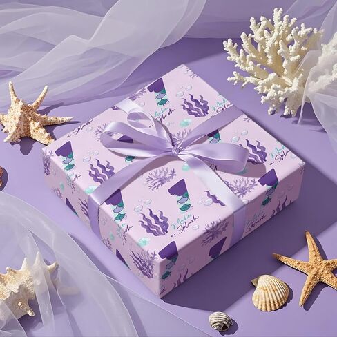 RUSPEPA 5th Birthday Wrapping Paper Roll, Mini Roll, Purple Mermaid Tail Number 5 and “Make a Splash" Text Gift Wrap for Girls, Kids Birthday Party, 17 Inches x 16.4 Feet in Saudi Arabia