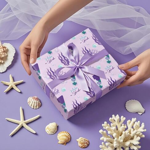 RUSPEPA 5th Birthday Wrapping Paper Roll, Mini Roll, Purple Mermaid Tail Number 5 and “Make a Splash" Text Gift Wrap for Girls, Kids Birthday Party, 17 Inches x 16.4 Feet in Saudi Arabia