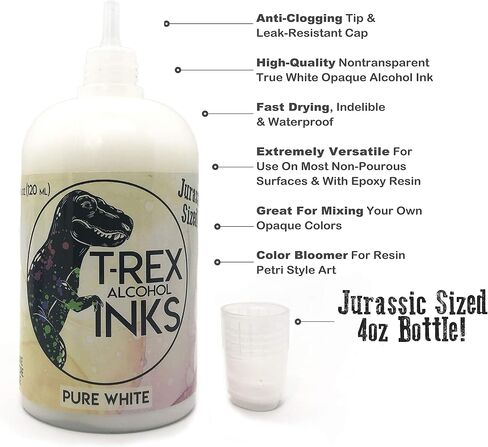 حبر الكحول الأبيض المحترف بواسطة T-Rex أحبار زجاجة بحجم 4 أوقية (120 مل) in Saudi Arabia