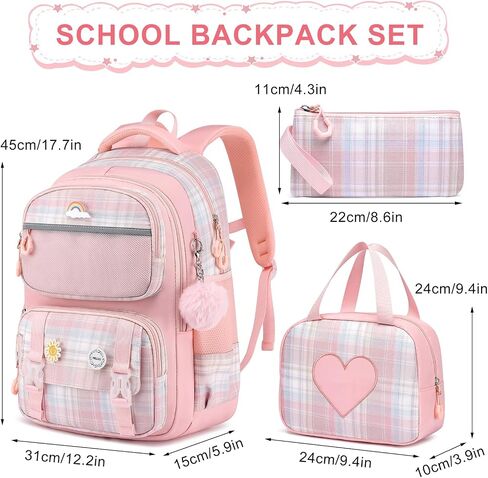 حقيبة الظهر Momuvo School Propack للفتيات ، حقيبة الكتب 3pcs مع مجموعة حقيبة School Case Case Case للأطفال in Kuwait