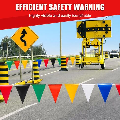 Safety Warning Highly Visible Pennant Banner Flags(45pcs,105ft,Multicolor) in Saudi Arabia
