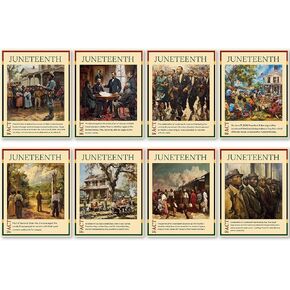 DoneJPee 8 Pieces Juneteenth Posters - History & Freedom Day Wall Art Decorations 14x11 Inches, Juneteenth Educational Bulletin Board Posters for Classroom, Office, Home Decor