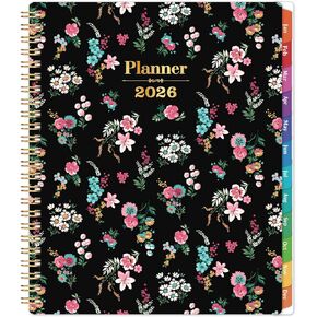 2026 Planner - Planner 2026 Weekly and Monthly, January 2026 - December 2026, 9" x 11", 2026 Calendar Planner with Colorful Tabs, Back Pocket, Twin-wire Binding - Floral