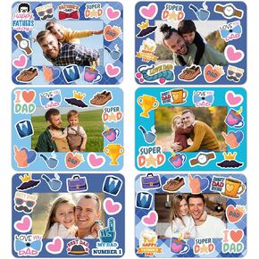 Set 24 Frames Fathers Day Crafts For Kids Classroom With 264 Stickers, Easy DIY Project For Toddlers Preschoolers Bulk, Manualidades Para El Dia Del Padre, Christmas Gift Ideas For Dad Handmade Kit