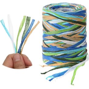 Colored Raffia Paper Ribbon, 262 Feet Packing Paper String 6 Colored Ribbon for Gift Wrapping, Raffia Wrapping Ribbons Twine for Gift Party Decor DIY Craft Decoration(Blue)