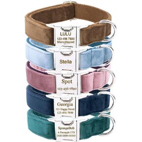 Personalized Dog Collar - Custom Dog Collars with Pet Name/Phone Number/Address Engraved on The Metal Plate (Gingham Style), Multicolor, XS S M L XL